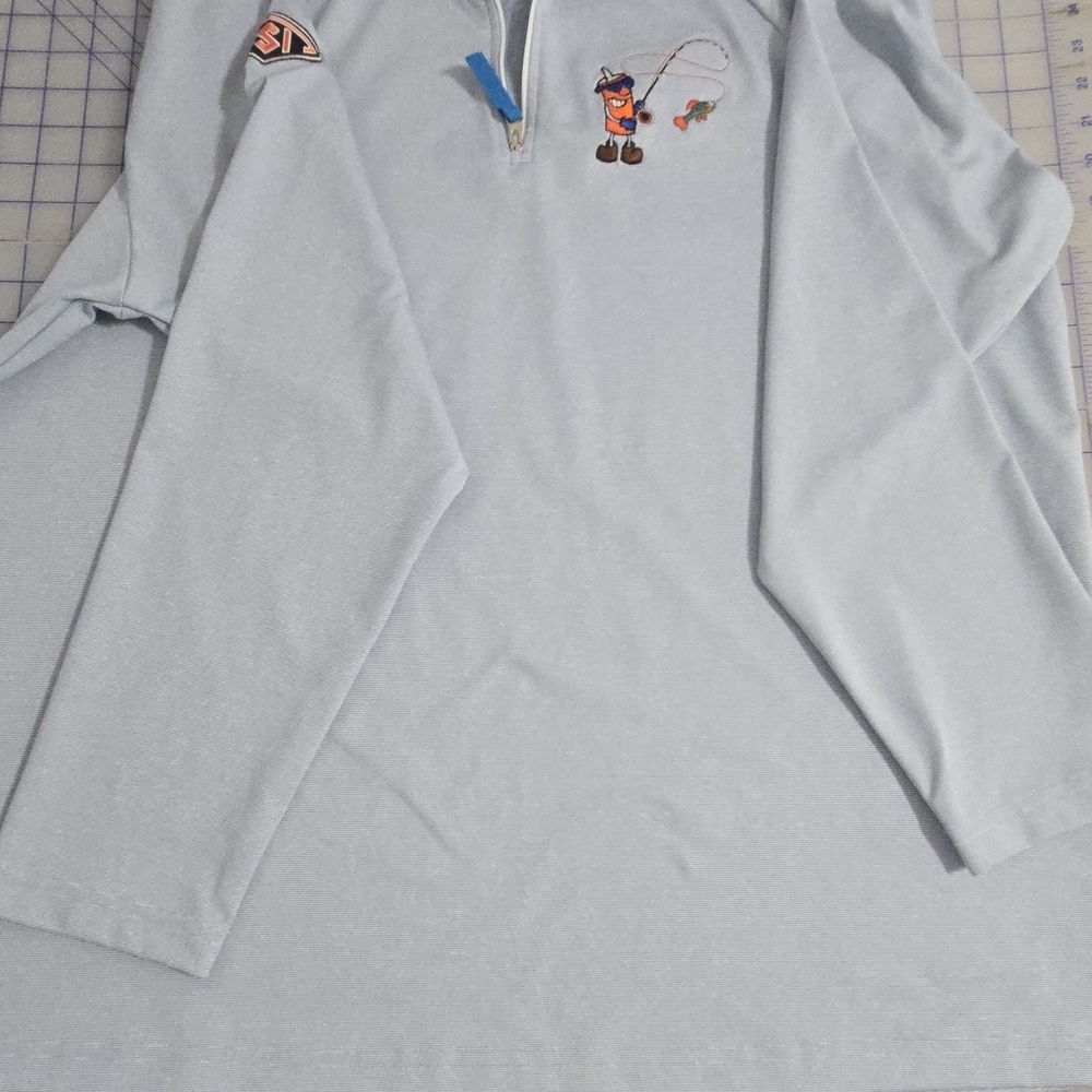 Devon & Jones Light Blue Quarter-Zip Pullover Fishing Athleisure Athletic